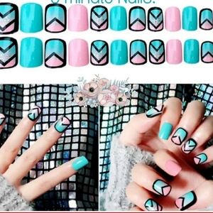 Pastel BRIGHTS med. LENGTH PRESS ON GLUE ON NAILS